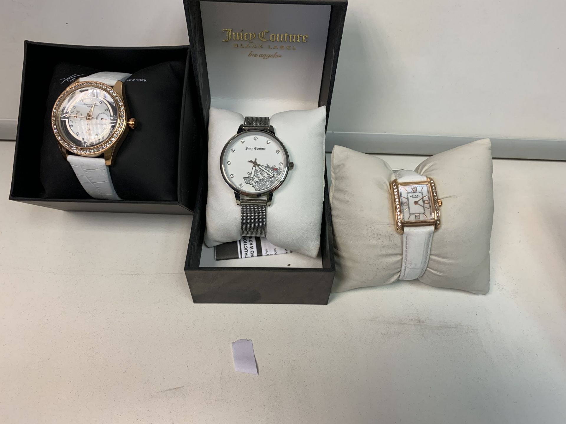 3 X BOXED WATCHES MENS AND LADIES INCLUDES BRANDS KENNETH COLE, JUICY COUTURE & ROTARY