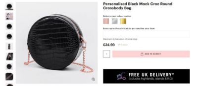 3 x NEW BOXED Beauti Mock Croc Round Crossbody Luxury Bag -Black. RRP £34.99 each. NOTE ITEM IS