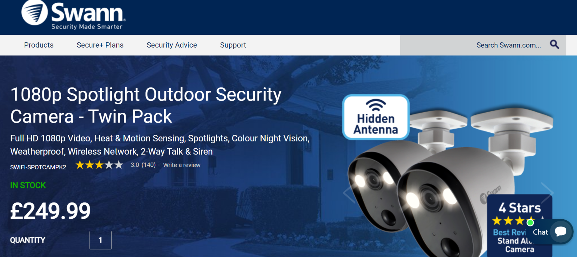 NEW BOXED Swann 1080p Spotlight Outdoor Security Camera Set - Twin Pack. RRP £249.99. Full HD - Image 2 of 2