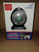 12 X BRAND NEW FALCON RECHARGEABLE DESK FANS WITH BUILT IN POWERBANKS R19