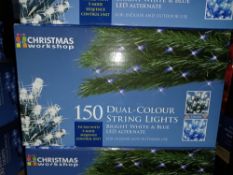 6 X NEW BOXED DUAL COLOUR BRIGHT WHITE & BLUE LED STRING LIGHTS FITTED WITH 5 MODE SEQUENCE