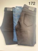 3 PIECE LADIES MIXED JEANS LOT IN VARIOUS SIZES INCLUDING NO91, ONLY RRP £170 172