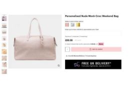 NEW BOXED MOCK CROC LUXURY WEEKEND HOLDALL NUDE. RRP £89.99 (ROW1) NOTE: ITEM IS NOT PERSONALISED.