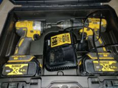 DEWALT DCK2060M2T-SFGB 18V 4.0AH LI-ION XR BRUSHLESS CORDLESS TWIN PACK 2 BATTERIES, CHARGER AND