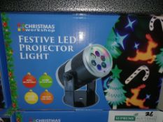 3 X NEW BOXED FESTIVE LED PROJECTOR LIGHT WALL MOUNTABLE, SOUND ACTIVATION, VARIABLE SPEED CONTROL -