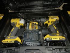 DEWALT DCK2060D2T-SFGB 18V 2.0AH LI-ION XR BRUSHLESS CORDLESS COMBI DRILL AND IMPACT DRIVER TWIN