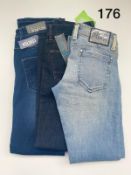 3 PIECE LADIES MIXED JEANS LOT IN VARIOUS SIZES INCLUDING FRENCH CONNECTION, PHASE DENIM,