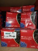 10 X NEW BOXED FAIRY LIGHTS WITH BLUE BULBS APPROX 6M TOTAL WIRE LENGTH - PCK