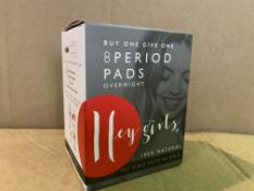 120 X BRAND NEW PACKS OF 8 HEY GIRLS OVERNIGHT PERIOD PADS MARCH 2024 IN 5 BOXES R15