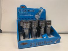 48 X ENZO 21 LED ALUMINIUM TORCHES. 21 BRIGHT LED LIGHTS, IDEAL FOR CAMPING & EMERGENCIES. (ROW10/