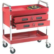 BRAND NEW TOOL TROLLEY WITH 2 SHELVES, 2 HANDLES AND 2 DRAWERS RRP £255 TCC22Y