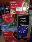 NEW BOXED 12 X MIXED CHRISTMAS LOT, INCLUDING BLOSSOM TREE, LED BERRY LIGHTS, FAIRY LIGHTS - PCK