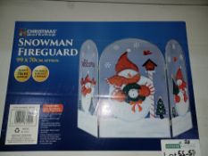 2 X NEW BOXED SNOWMAN FIREGUARD 99x70CM APPROX, EASILY FOLDABLE FOR STORAGE REAL EYE CATCHER AND