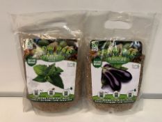 60 X NEW PACKAGED ROOTS & SHOOTS GROW BAGS IN ASSORTED TYPES. JUST ADD WATER! RRP £5.99 EACH. (