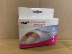 192 X BRAND NEW BML PACKS OF 5 CONFORMING BANDAGES R15