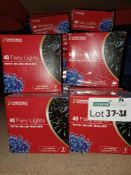 10 X NEW BOXED FAIRY LIGHTS WITH BLUE BULBS APPROX 6M TOTAL WIRE LENGTH - PCK