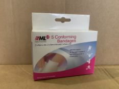 192 X BRAND NEW BML PACKS OF 5 CONFORMING BANDAGES R15