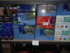 NEW BOXED 12 X MIXED CHRISTMAS LOT, INCLUDING 40CM BATTERY CHRISTMAS TREE, ULTRA BRIGHT LED BLUE &