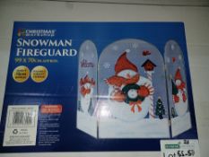 2 X NEW BOXED SNOWMAN FIREGUARD 99x70CM APPROX, EASILY FOLDABLE FOR STORAGE REAL EYE CATCHER AND