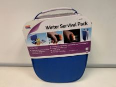 12 X BRAND NEW AUTOCARE WINTER SURVIVAL PACKS INCLUDING TOW ROPE, LED TORCH, FOIL BLANKET,