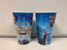 APPROX 500 X BRAND NEW MANCHESTER CITY PLASTIC REUSABLE CUPS PCK