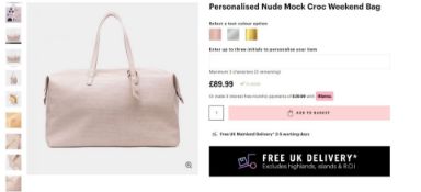 NEW BOXED MOCK CROC LUXURY WEEKEND HOLDALL NUDE. RRP £89.99 (ROW1)