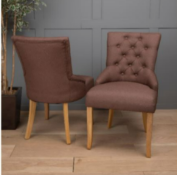 4 X BRAND NEW BOXED LUXURY CLASSIC ACCENT LINEN FABRIC DINING CHAIRS. BROWN. RRP £149.99 EACH (P/R)