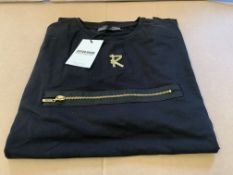 15 X BRAND NEW RISK COUTURE BLACK CHEST GOLD ZIPPER TOPS SIZE SMALL X 6 AND LARGE X 9 S1