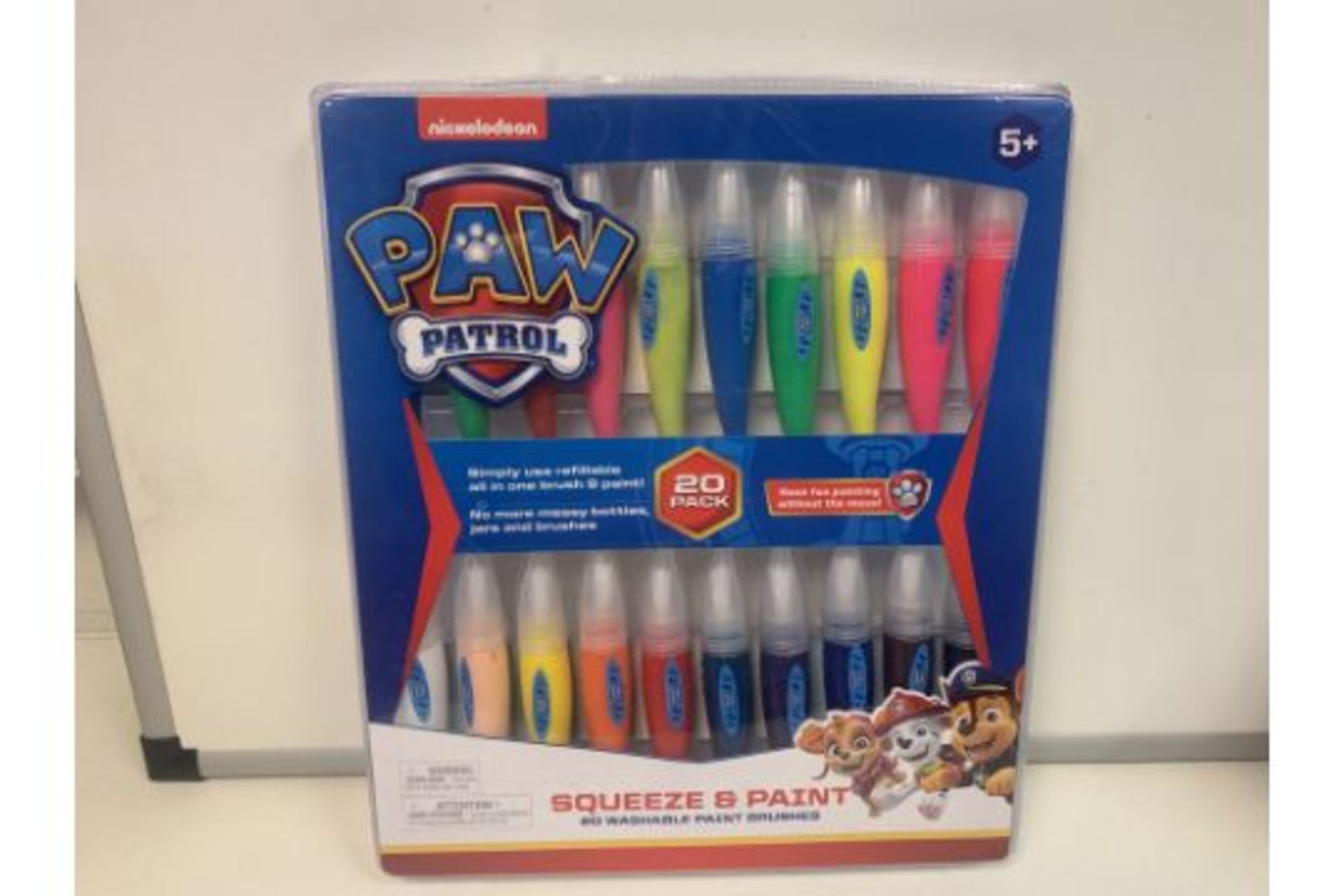 10 X PACKS OF 20 NICKELODEON PAW PATROL SQUEEZE & PAINT WASHABLE PAINT BRUSH SETS (ROW11)