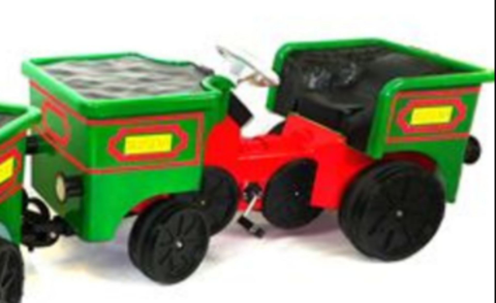 PALLET TO CONTAIN 8 x TRAIN STYLE PEDAL RIDE ON TOYS ( RETURNS )