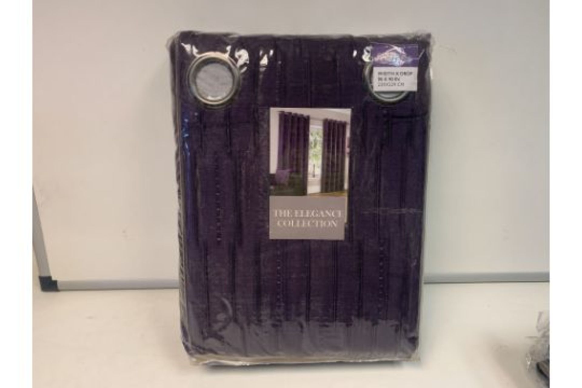 8 X BRAND NEW THE ELEGANCE COLLECTION CRINKLE PURPLE CURTAIN SETS 229 X229CM RRP £80 EACH R18