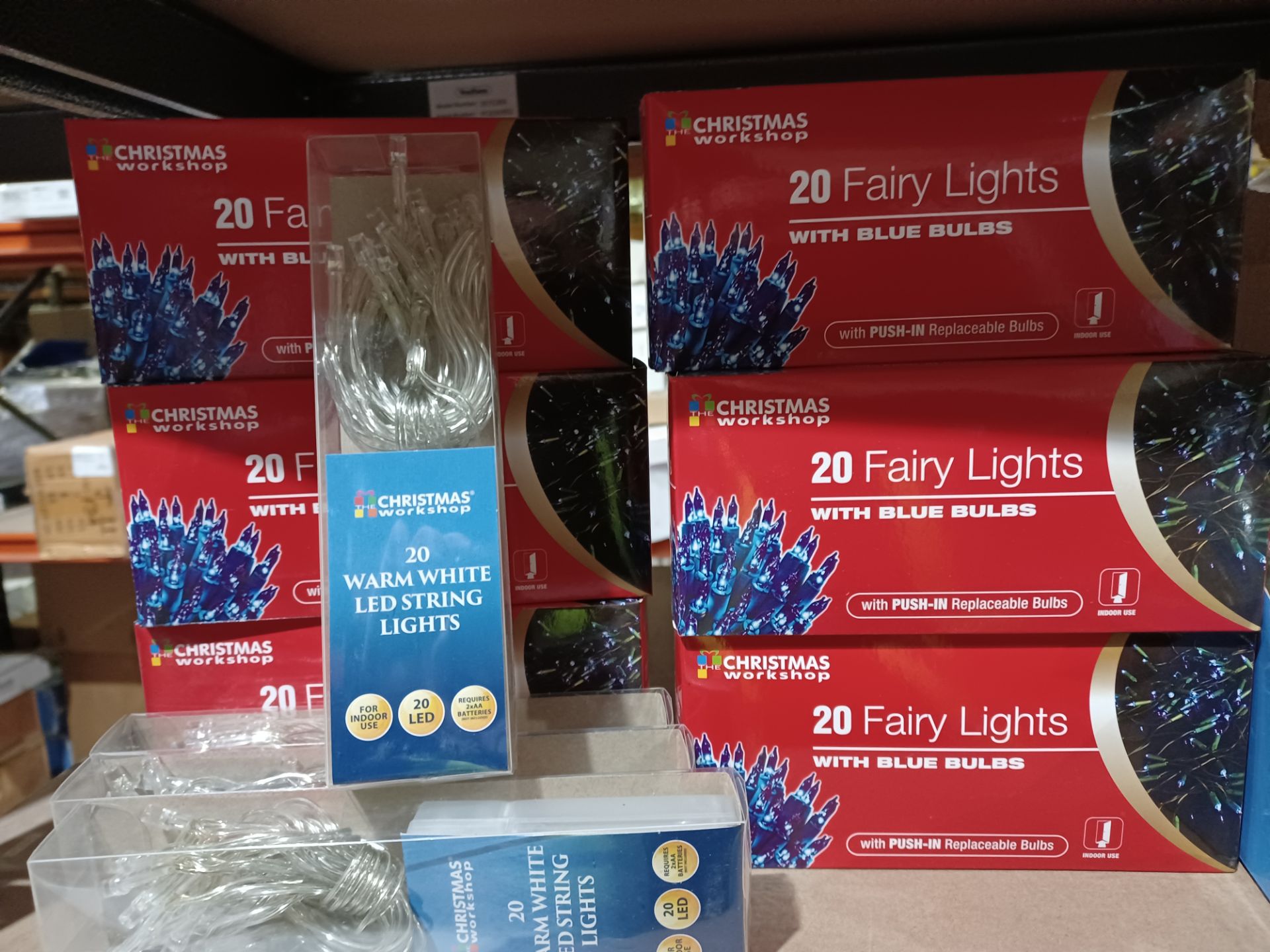 NEW BOXED 10 X PIECE MIXED CHRISTMAS LOT INLCUDING FAIRY LIGHTS WITH BLUE BULBS & WARM WHITE LED