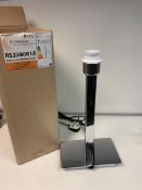 10 x NEW BOXED DESIGNER POLISHED CHROME TABLE LAMP WITH RECTANGULAR BASE. RRP £45 EACH. (ROW9)