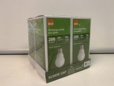 200 X NEW PACKAGED B & Q 7W ENERGY SAVING MINI GLOBE LOGHT BULBS E27 FITTING. (ROW7)