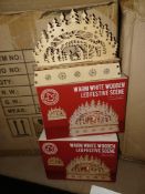 16 X NEW BOXED WARM WHITE WOODEN LED FESTIVE SCENE - PCK