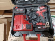 MILWAUKEE M18 CBLPD-402C 18V 4.0AH LI-ION REDLITHIUM BRUSHLESS CORDLESS COMBI DRILL WITH 2 BATTERIES