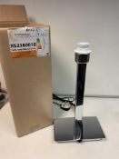 10 x NEW BOXED DESIGNER POLISHED CHROME TABLE LAMP WITH RECTANGULAR BASE. RRP £45 EACH. (ROW9)