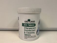 13 X BRAND NEW TUBS OF 200 GREYLAND EFFERVESCENT DISINFECTANT AND CLEANING TABLETS RRP £34 PER TUB