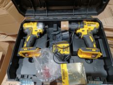 DEWALT DCK-SFGB 18V 4.0AH LI-ION XR BRUSHLESS CORDLESS TWIN PACK COMES WITH CHARGER AND CARRY CASE