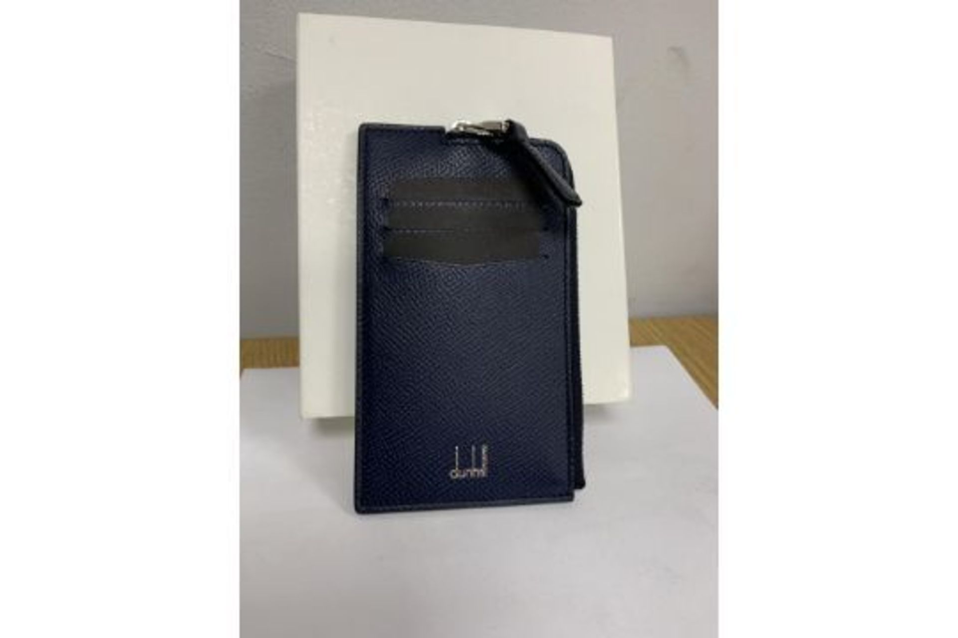 BRAND NEW ALFRED DUNHILL NAVY CADOGAN ZIP CARD CASE (2239) RRP £195 - 1