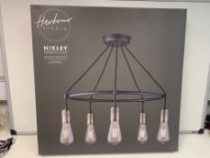 2 X NEW BOXED HARBOUR STUDIO. HIXLEY PENDANT LIGHT. MATT ANTIQUE BRASS EFFECT & TEXTURED MATT