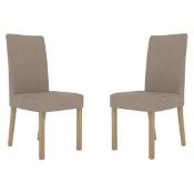 NEW BOXED Set of Four Melodie Beige Linen Fabric Dining Chairs. RRP £299.95 per pair, total lot