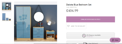 NEW BOXED 3 Piece Dakota Blue Bedroom Set. RRP £404.99. Made From MDF High Class Contemporary Style.