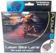 PALLET TO CONTAIN 180 X NEW BOXED PURSUIT LASER BIKE LANE LIGHTS - 5 SUPER BRIGHT LEDS - WEATHER