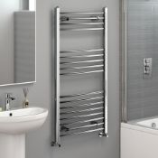 New 1200x600mm - 20mm Tubes - Chrome Curved Rail Ladder Towel Radiator. Nc1200600.Made From Chrome