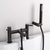 New & Boxed Matte Black Bath Shower Mixer Tap Iker. RRP £479.99.Tb3020.Contemporary Urban Matte