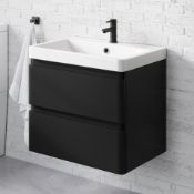 New & Boxed 600 mm Denver II Black Built In Basin Drawer Unit - Wall Hung. RRP £849.99.Mf2468.With