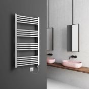 NEW BOXED PORCELANOSA NOKEN 1100x500MM ELECTRIC TOWEL RADIATOR WITH FIXINGS AND HEATING ELEMENT. RRP