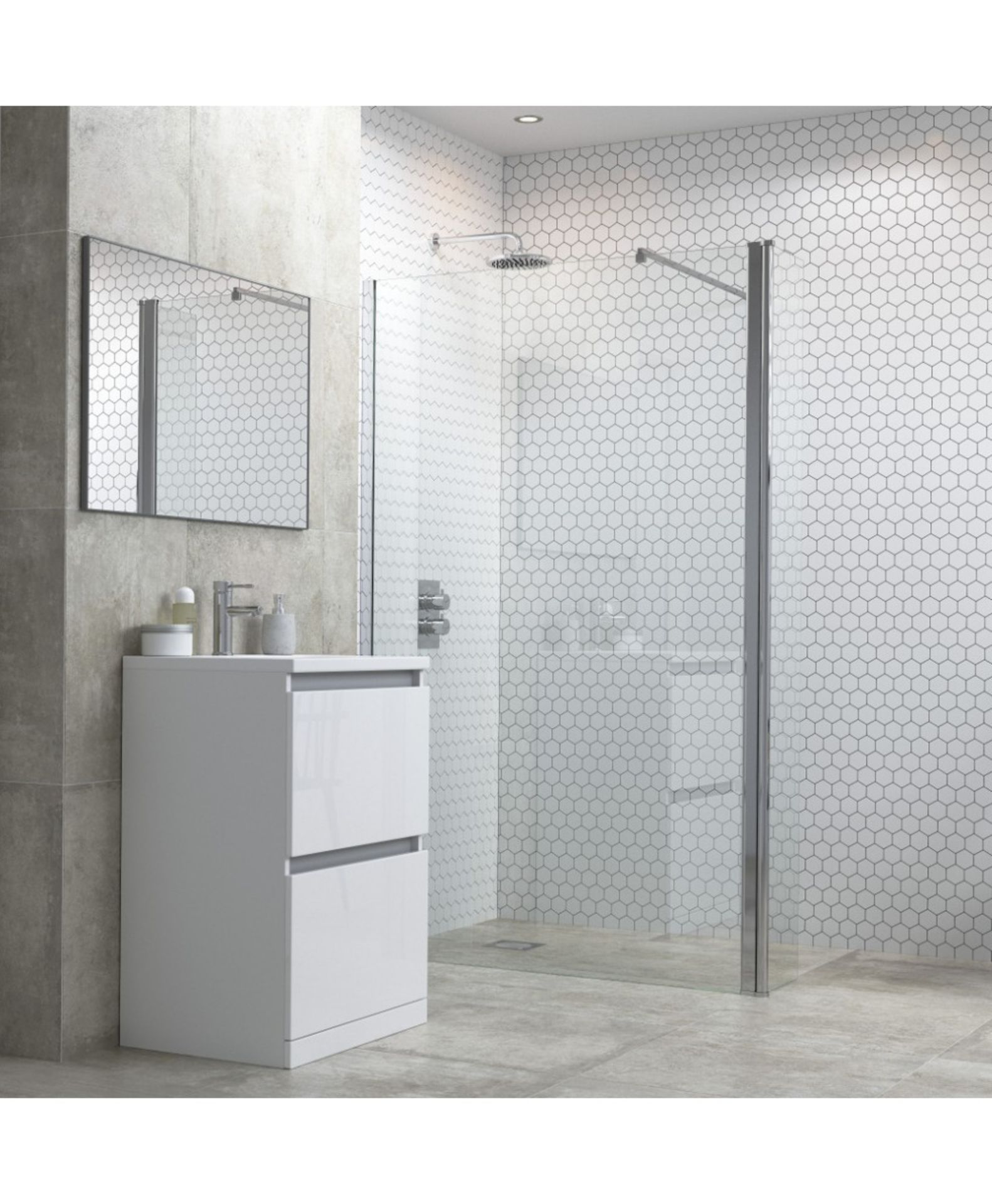 (SP197) New 800x300mm - 8mm - Premium EasyClean Wetroom and rotatable panel.Rrp £399.99.8mm