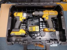 DEWALT DCZ298D2T-SFGB 18V 2.0AH LI-ION XR CORDLESS COMBI DRILL & IMPACT DRIVER TWIN PACK BATTERY